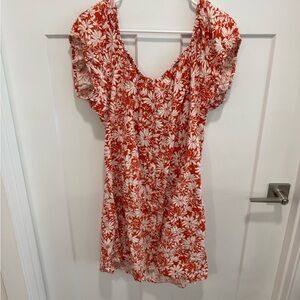 Madewell Floral Coral and White Dress